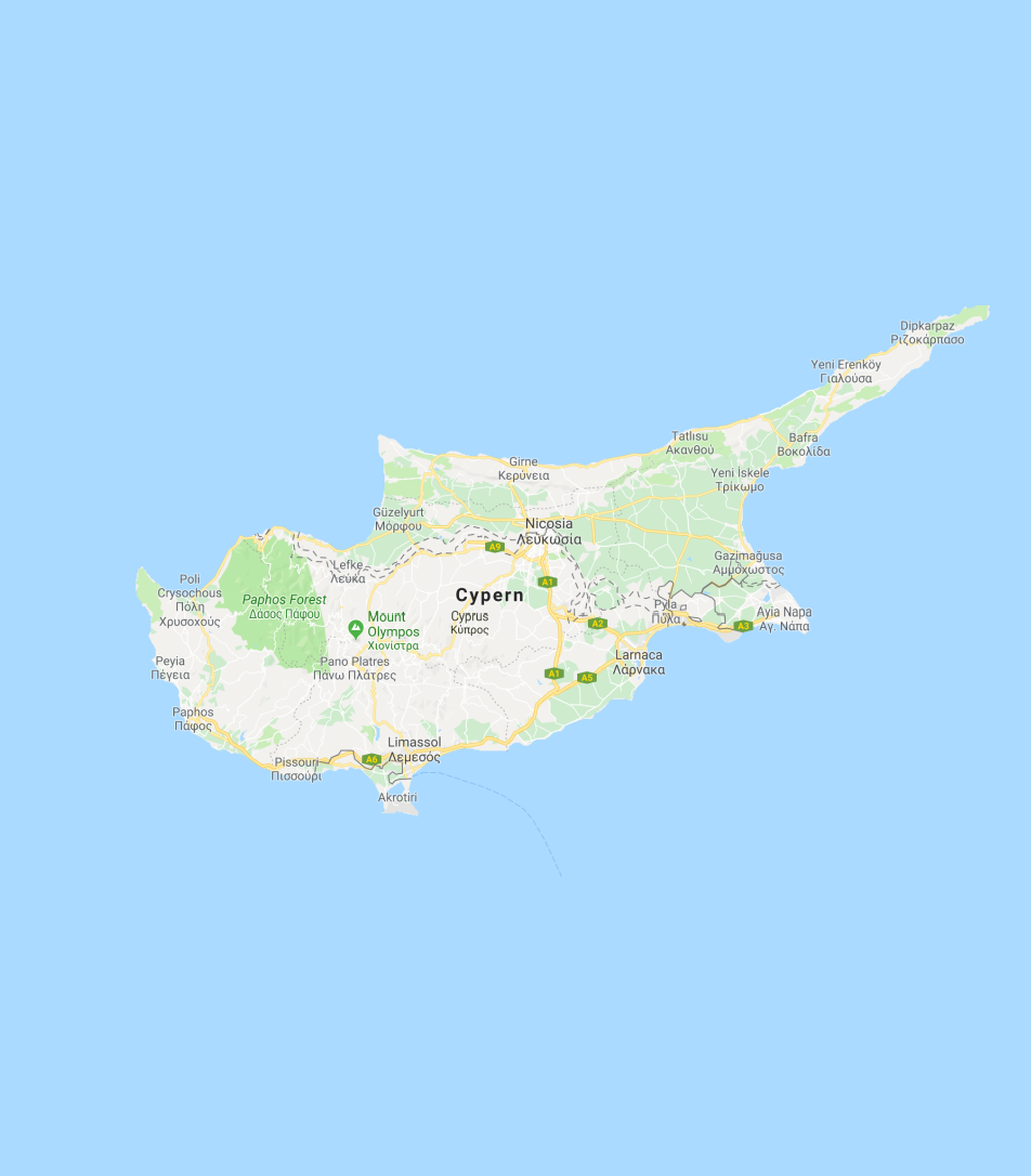 A Map Of The Island Of Cyprus